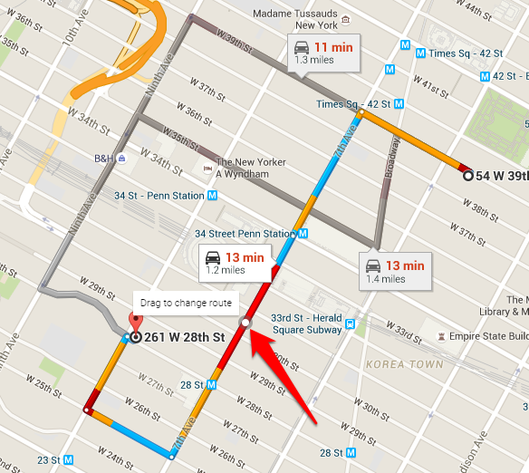 GPS Map Route Options