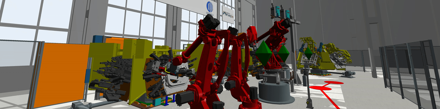 FlexSim digital twin robotics assembly