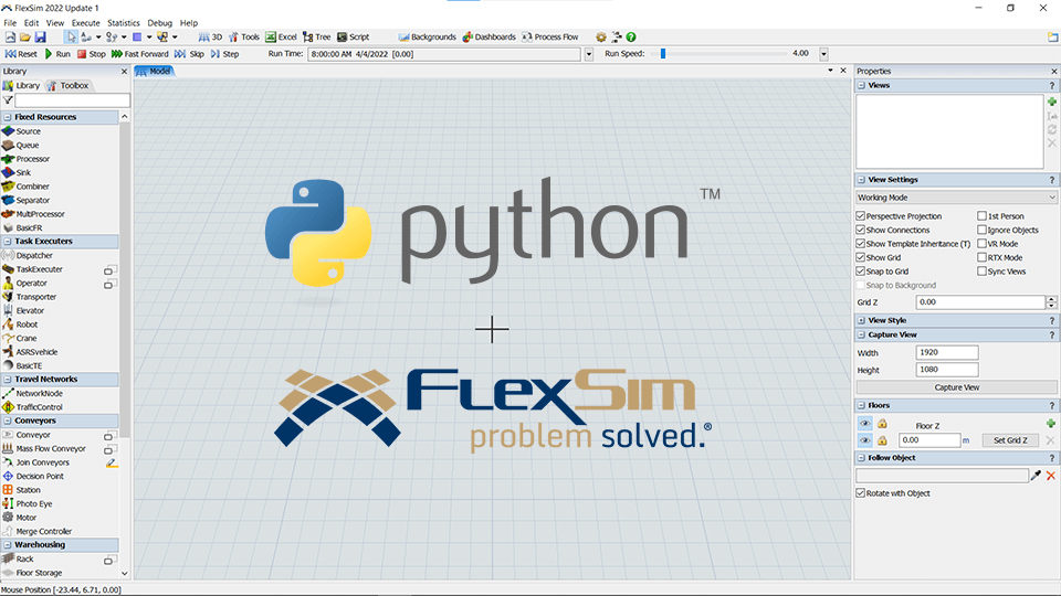 Python Connector in FlexSim アップデート2022 1