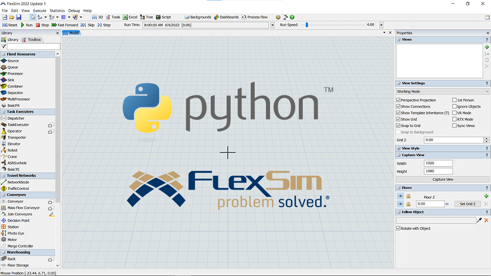 Python Connector in FlexSim Frissítés 2022 1