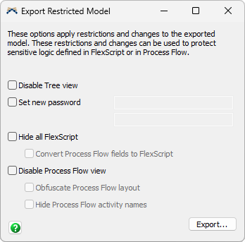 FlexSim Export Restricted Model