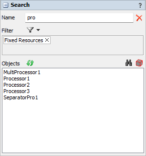 FlexSim Search panel